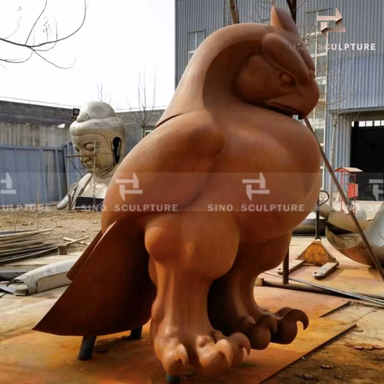 Outdoor Rosefinch Corten Steel Landscape Sculpture