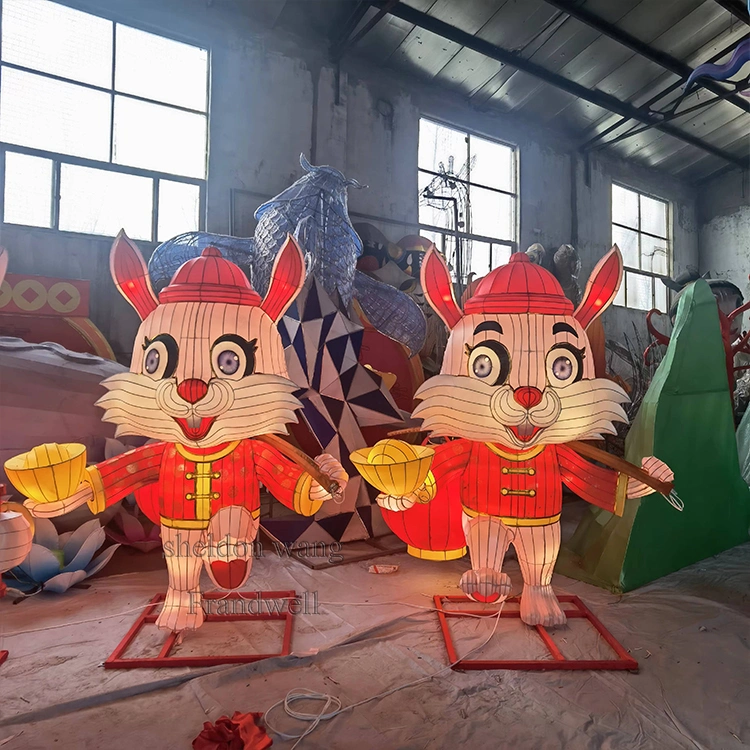 Traditional Chinese Animals Rabbit Lanterns for Chinese New Year Decor